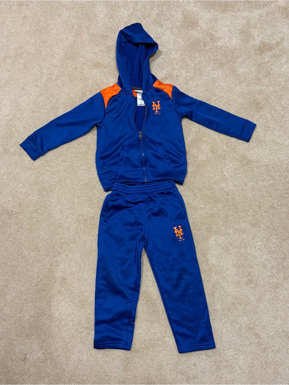 Kids Hooded Athletic Set in Royal Blue with Orange Accents
